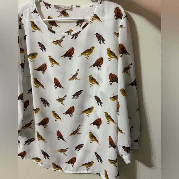 Forever 21, Women's Bird Print White Shirt - Picture 3 of 5